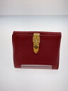 【中古】GUCCI◆2つ折り財布/レザー/RED/無地/レディース/角スレキズ/汚れ使用感あり【服飾雑貨他】
