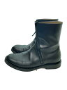 【中古】yohji yamamoto POUR HOMME◆WAXED CALF LEATHER CURVED ZIPPER BOOTS/40/BLK/レザー【...