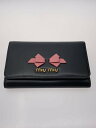 【中古】MIU MIU◆3つ折り財布/山羊革/BLK/無地/レディース/5PP026【服飾雑貨他】