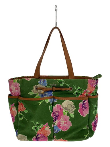 【中古】kate spade new york◆トートバッグ/--/GRN/花柄【バッグ】 【中古】kate spade new york◆トートバッグ/--/GRN/花柄【バッグ】