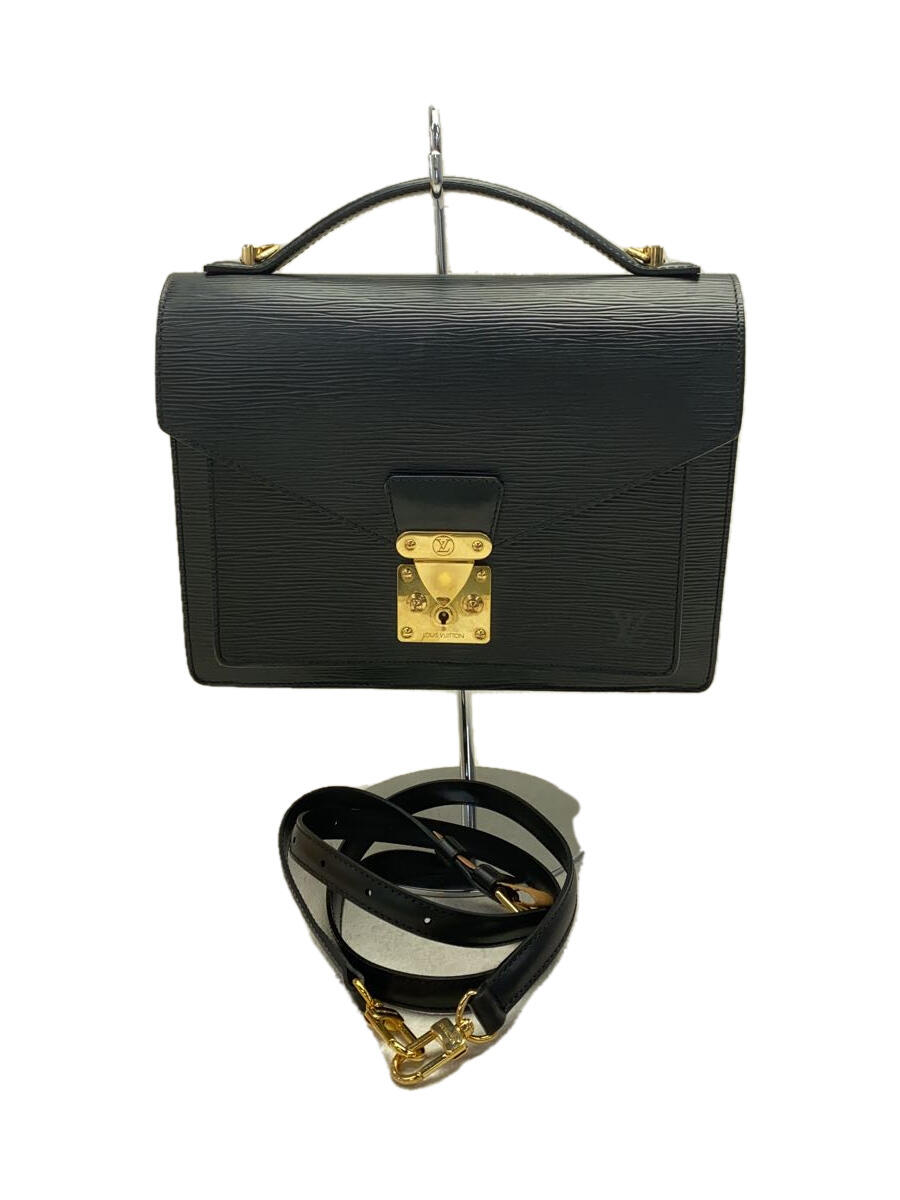 【中古】LOUIS VUITTON◆モンソー_エピ_BLK/レザー/BLK【バッグ】