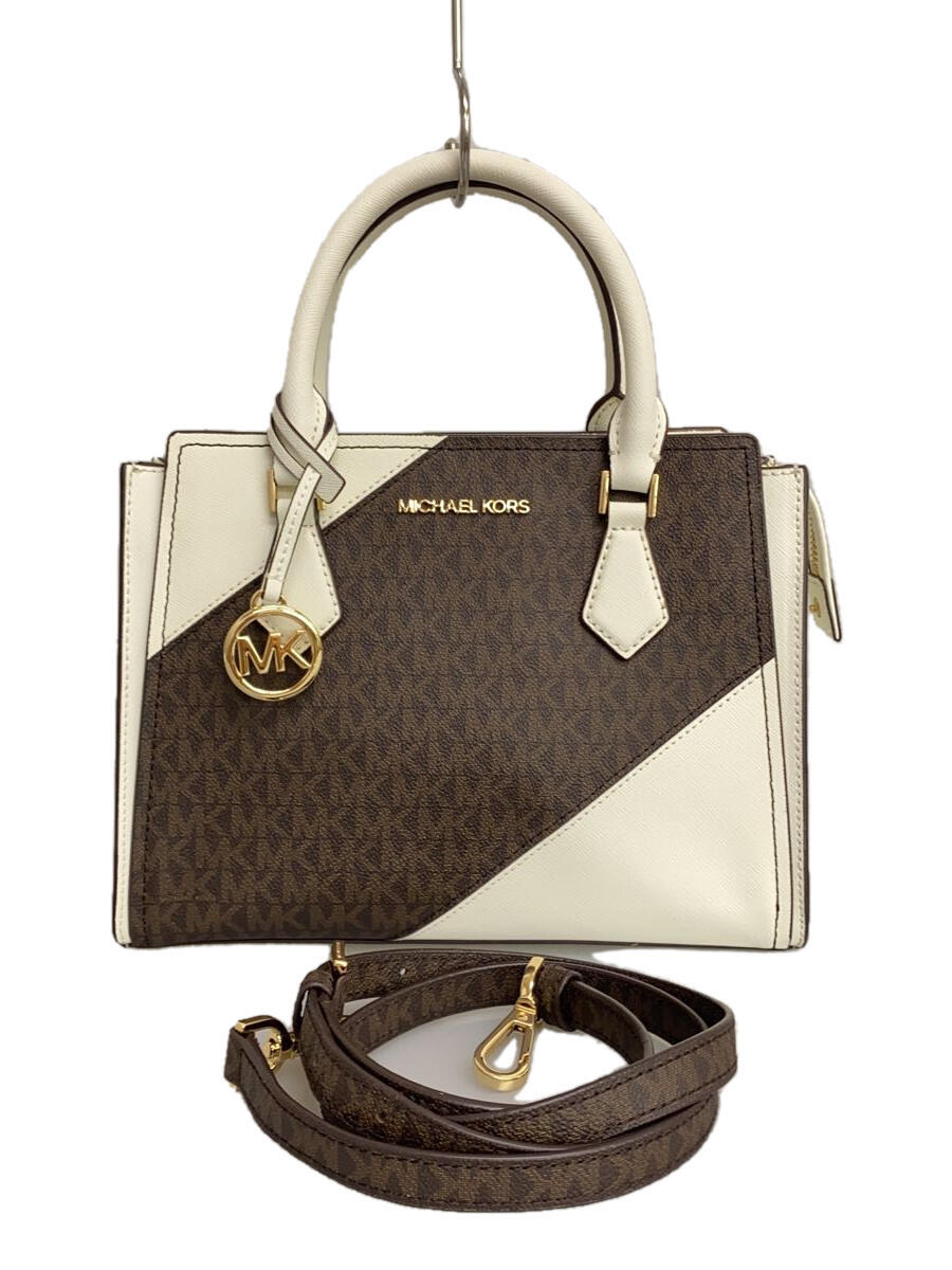 【中古】MICHAEL KORS◆ショルダーバッグ/2WAY/レザー/BRW/WHT/総柄//【バッグ】
