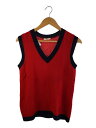 【中古】PRADA◆ニットベスト(薄手)/38/カシミア/レッド/無地【メンズウェア】