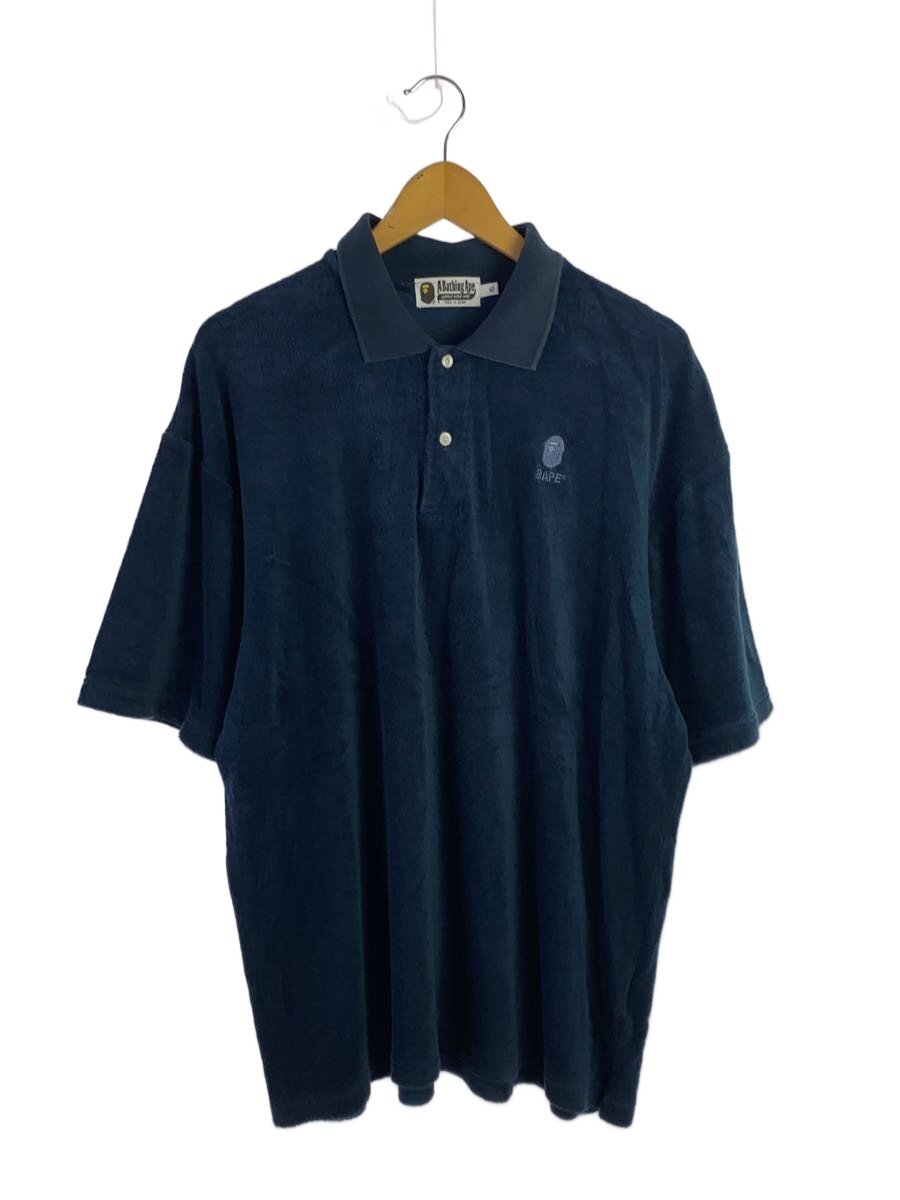 【中古】A BATHING APE◆S/パイル地ポロシャツ/XL/コットン/NVY/001P0I301006M//【メンズウェア】