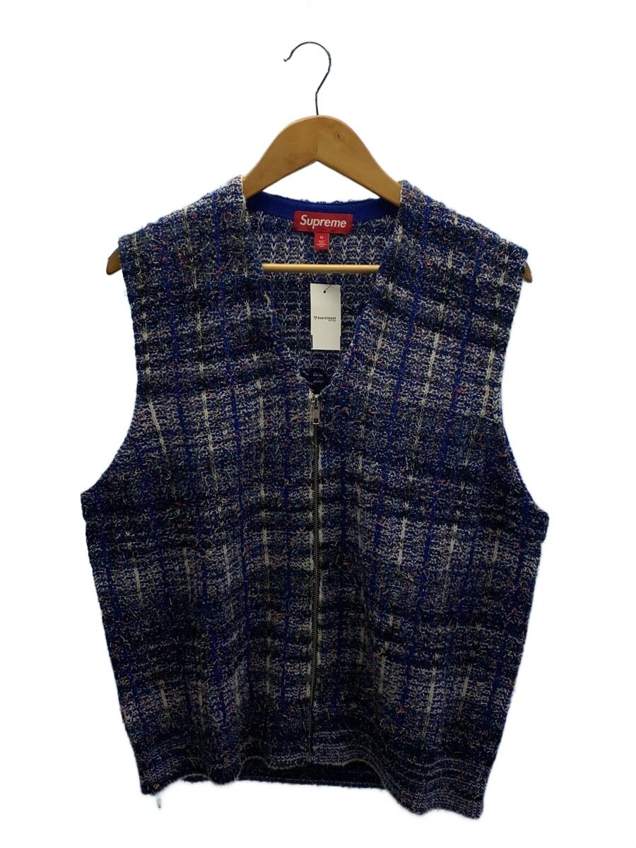 Supreme◆ニットベスト(薄手)/M/コットン/BLU/speckled zip up sweater vest//