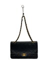 【中古】CHANEL◆マトラッセ/ダブルフラップ/ショルダーバッグ/レザー/BLK/内ポケットレザー剥がれ//【バッグ】
