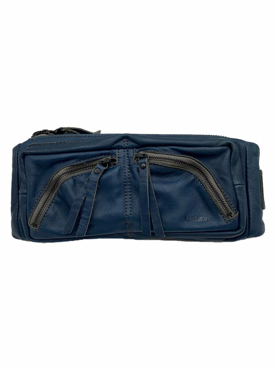 【中古】LIN-KU◆ウエストバッグ/牛革/BLU/無地/LWB-9502-2【バッグ】