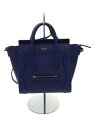 【中古】CELINE◆ラゲージ ナノショッパー/ショルダーバッグ/レザー/BLU/189243/※スレ有【バッグ】