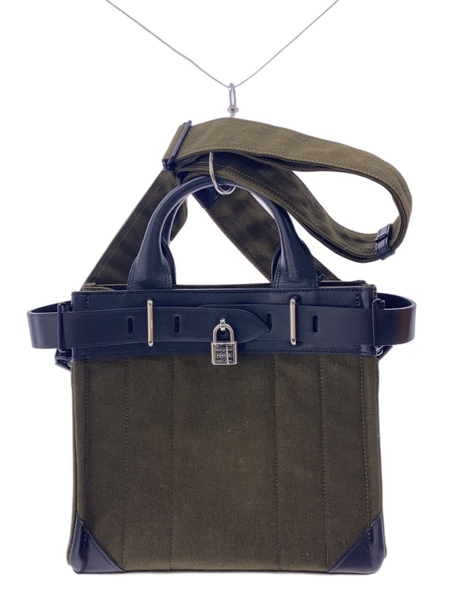 【中古】PORTER◆FORK 2WAY TOTE BAG/ショルダーバッグ/KHK/無地【バッグ】