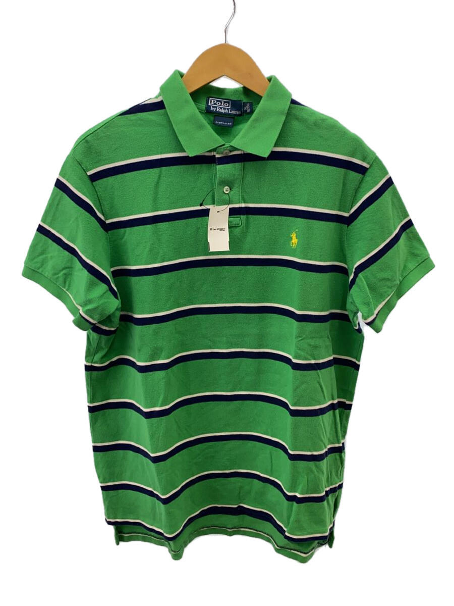 【中古】POLO RALPH LAUREN◆ポロシャツ/XL/コットン/GRN/ボーダー【メンズウェア】