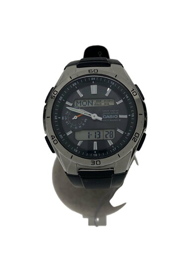 【中古】CASIO◆ソーラー腕時計・WAVECEPTOR/デジアナ/ラバー/BLK【服飾雑貨他】 【中古】CASIO◆ソーラー腕時計・WAVECEPTOR/デジアナ/ラバー/BLK【服飾雑貨他】