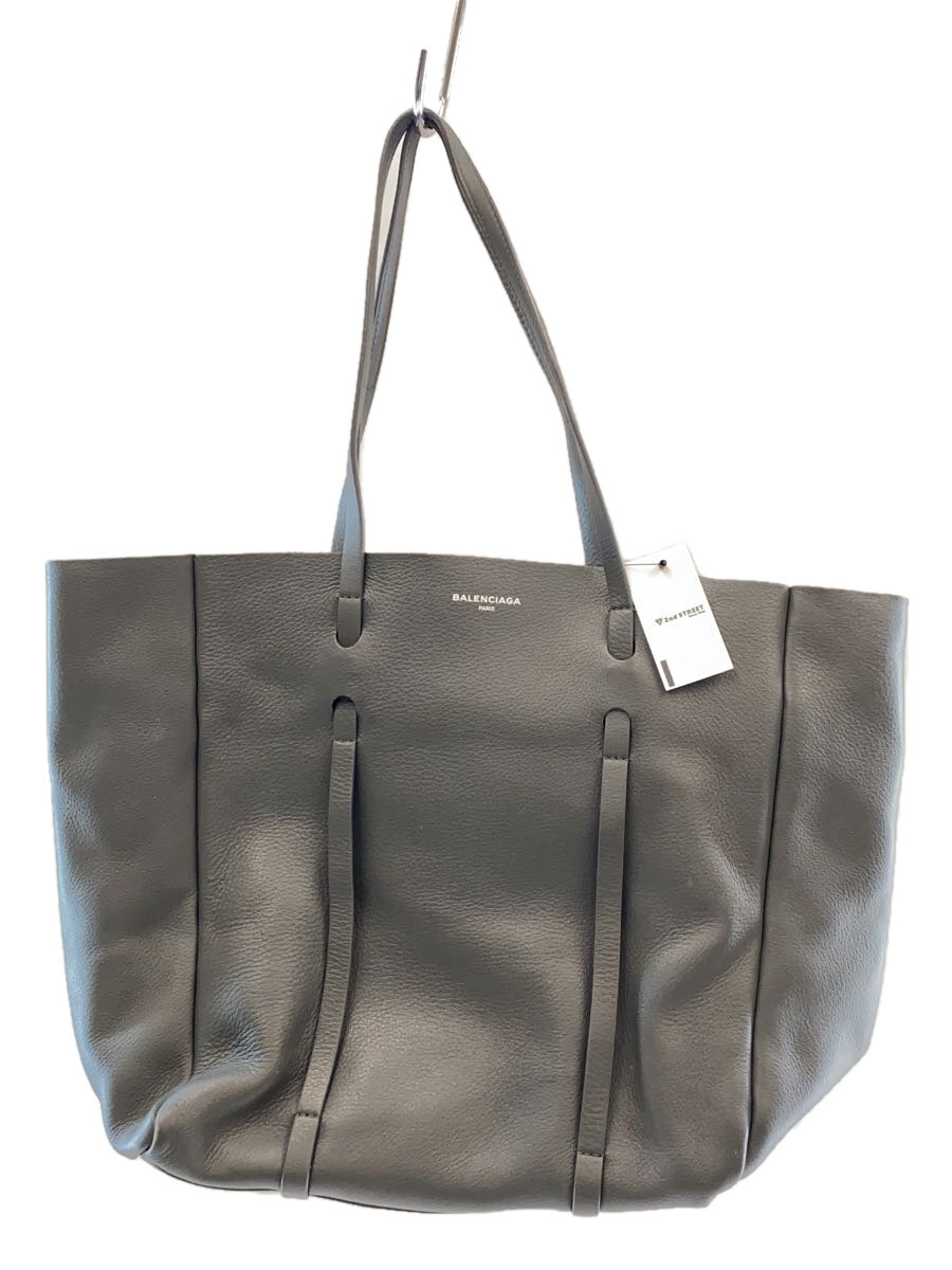 【中古】BALENCIAGA◆エブリデイトート/ポーチ欠品の為/トートバッグ/レザー/グレー/475199【バッグ】