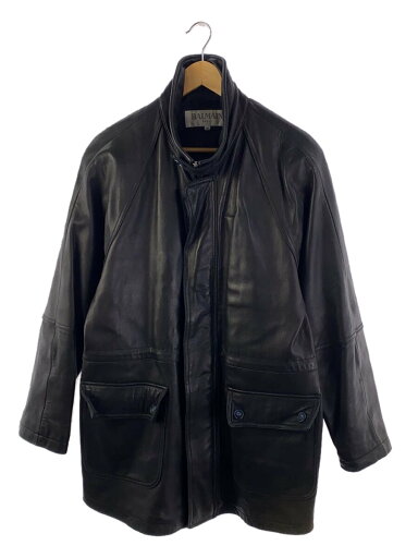 【中古】BALMAIN◆レザージャケット・ブルゾン/M/山羊革/ブラック/023350/ボタン3つ欠損/ミドル丈【メンズウェア】 【中古】BALMAIN◆レザージャケット・ブルゾン/M/山羊革/ブラック/023350/ボタン3つ欠損/ミドル丈【メンズウェア】