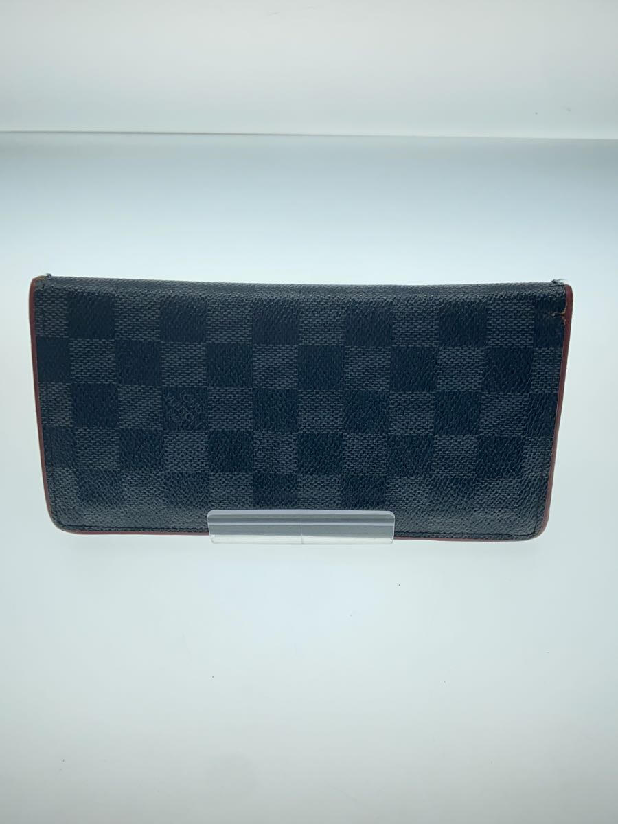 【中古】LOUIS VUITTON◆ポルト・フォイユ・ブラザ_ダミエ・グラフィット_BLK/PVC/BLK/メンズ【服飾雑貨他】