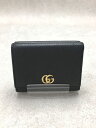 【中古】GUCCI◆3ツ折サイフ_GGマーモント/レザー/BLK/