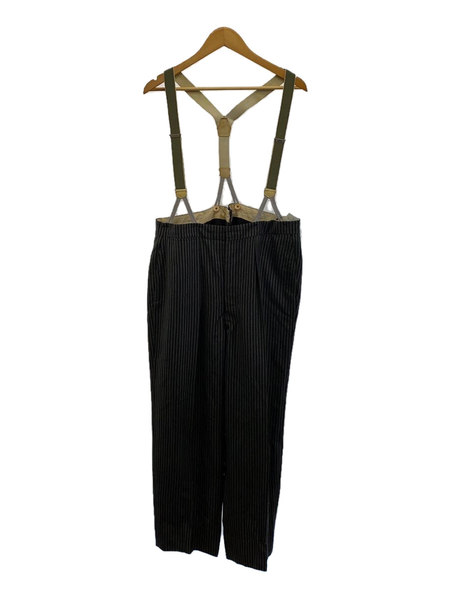 【中古】EURO VINTAGE◆40S~50S/針シンチバック/サスペンダーボタン/スラックスパンツ/ウール/グレー/ストライプ【メンズウェア】