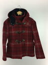 【中古】TOMMY HILFIGER◆ダッフルコート/XS/ウール/RED/チェック/1M87633219-601【レディースウェア】