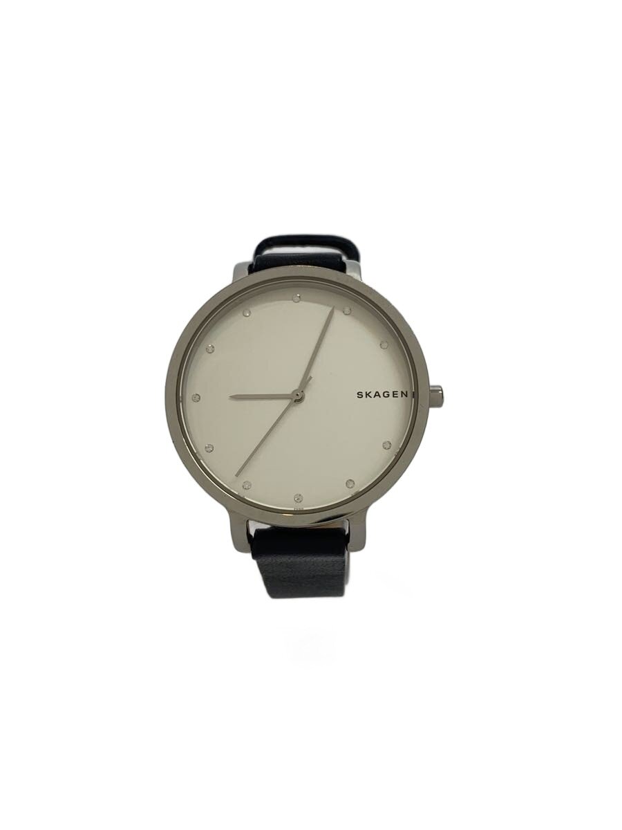 【中古】SKAGEN◆クォーツ腕時計/アナログ/レザー/WHT/BLU/SKW2581【服飾雑貨他】