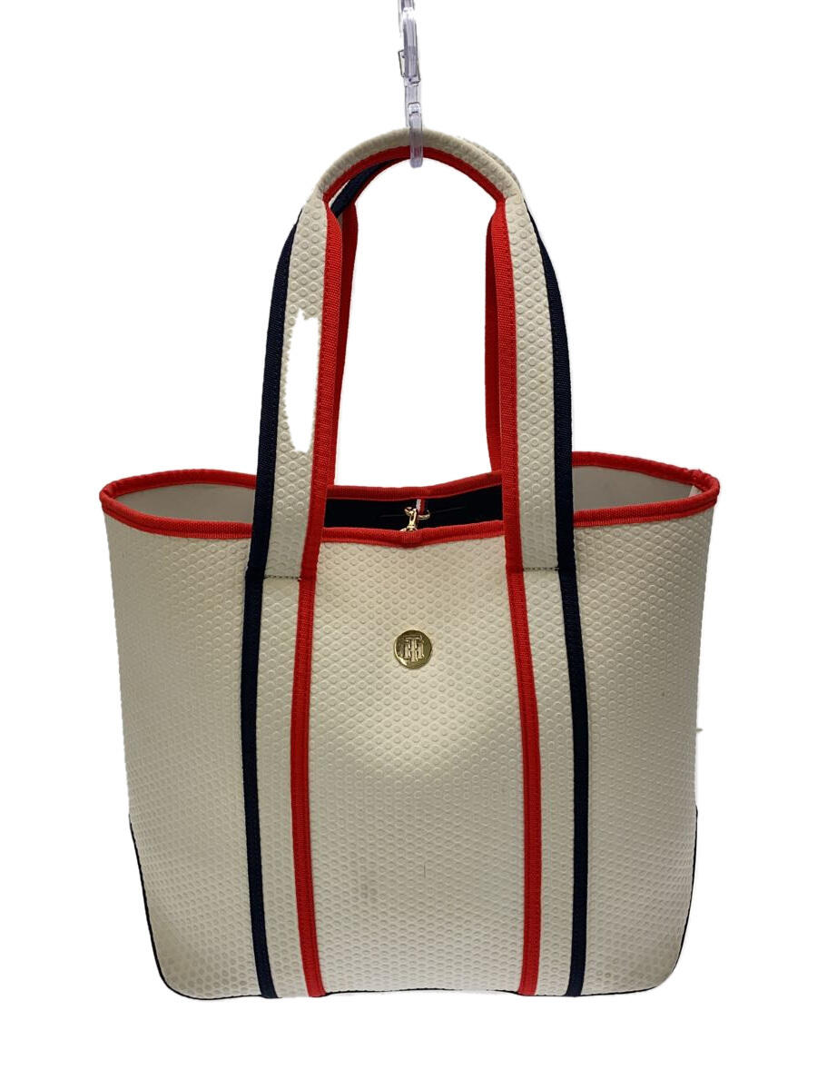 【中古】TOMMY HILFIGER◆トートバッグ/--/WHT【バッグ】