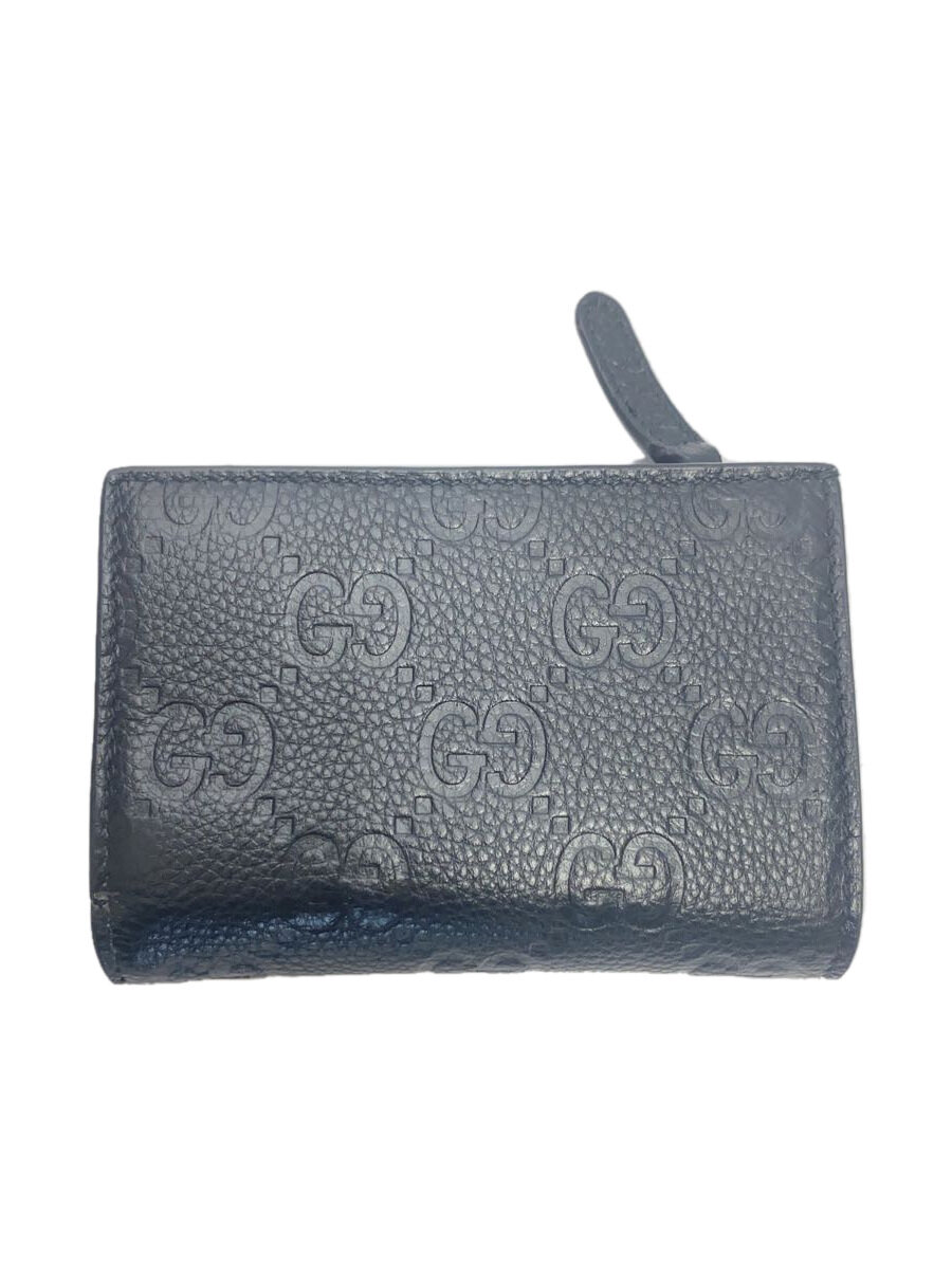 楽天2nd STREET 楽天市場店【中古】GUCCI◆ミディアムウォレット/GGエンブレム/財布/レザー/BLK/総柄/レディース/815874【服飾雑貨他】