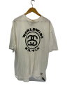 【中古】STUSSY◆WORLDWIDE NY.L.T.LA/シャネルロゴ/Tシャツ/XL/コットン/WHT【メンズウェア】