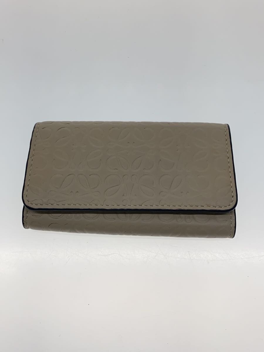 【中古】LOEWE◆キーケース/レザー/BEG/総柄/レディース/107.55.K92【服飾雑貨他】