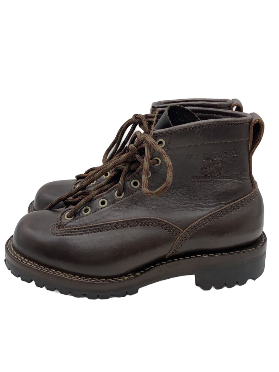 【中古】VIBERG◆レースアップブーツ/US7.5/BRW/レザー【シューズ】