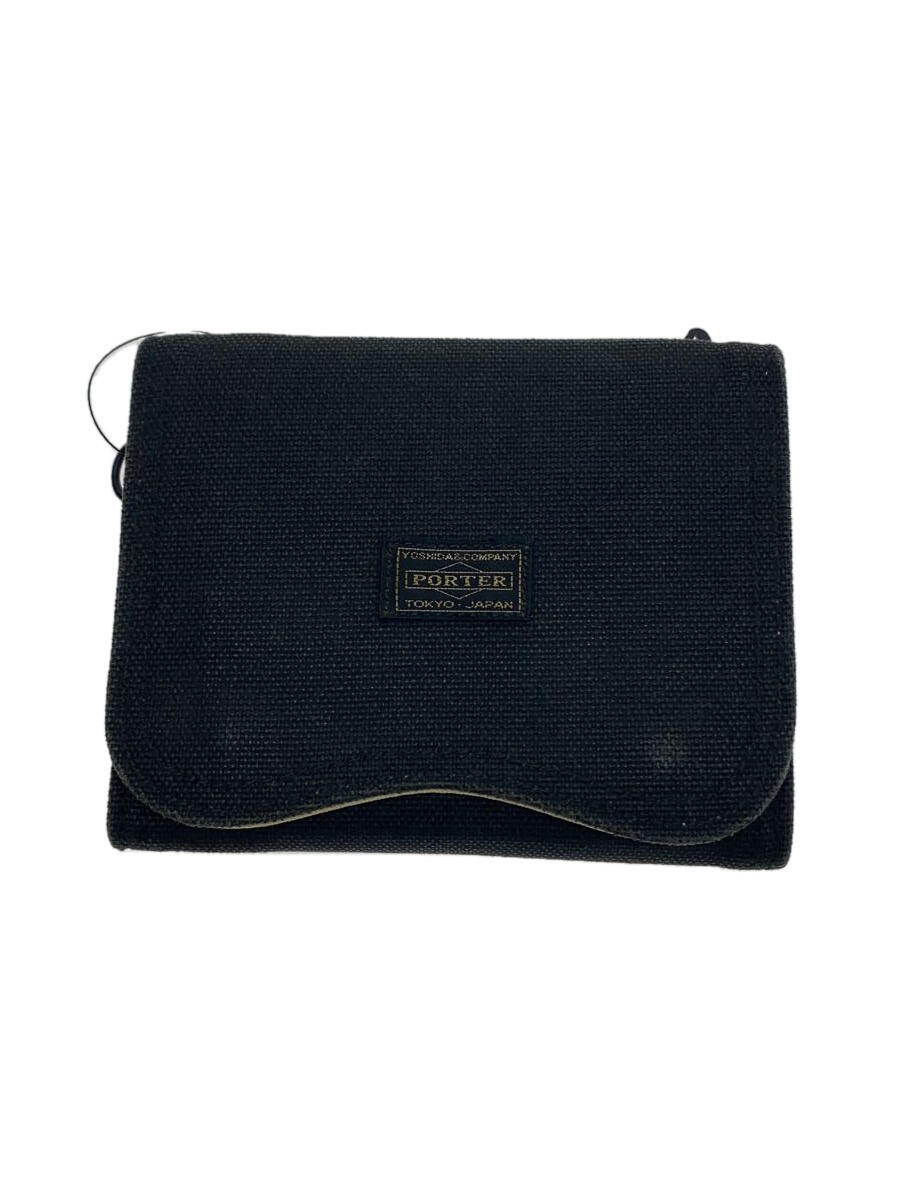 【中古】PORTER◆3つ折り財布/キャンバス/BLK/メンズ【服飾雑貨他】