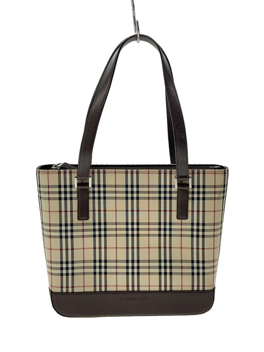 【中古】BURBERRY LONDON◆ハンドバッグ/--/BEG/チェック【バッグ】