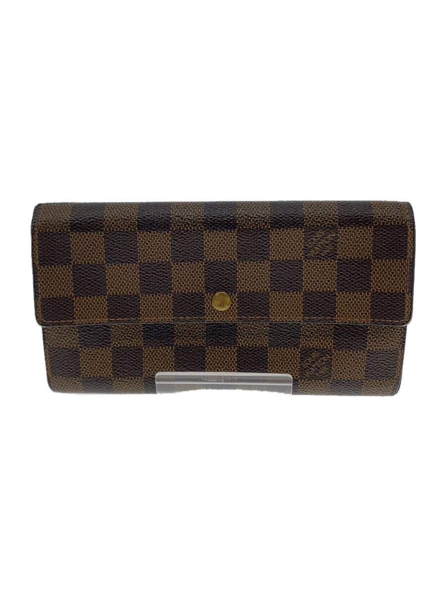 【中古】LOUIS VUITTON◆ポシェット・ポルト・モネ・クレディ_ダミエ・エベヌ_BRW/レザー/メンズ【服飾雑貨他】