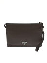 【中古】PRADA◆セカンドバッグ/レザー/ブラウン無地【バッグ】