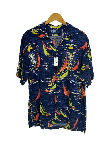 【中古】POLO RALPH LAUREN◆半袖シャツ/L/--/NVY/総柄【メンズウェア】 【中古】POLO RALPH LAUREN◆半袖シャツ/L/--/NVY/総柄【メンズウェア】