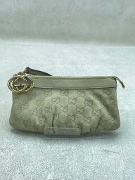 【中古】GUCCI◆ポーチ/レザー/CRM/総柄/212203 001998【バッグ】