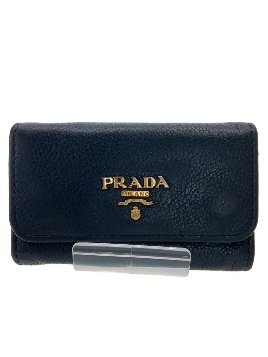 【中古】PRADA◆キーケース/レザー/BLK/無地/メンズ【服飾雑貨他】