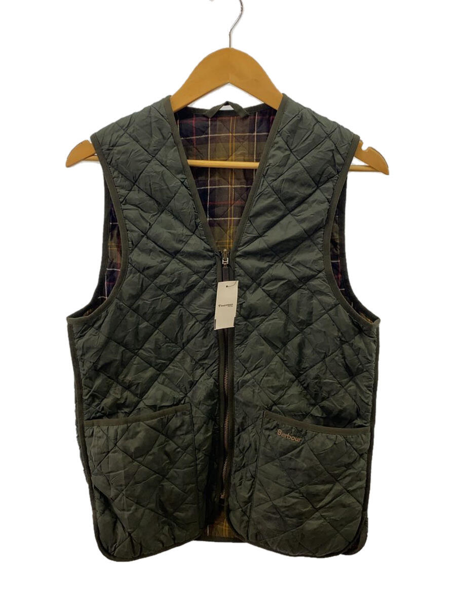 【中古】Barbour◆00s/WAISTCOAT/ZIP IN LINER/キルティングベスト/38/ナイロン/GRN/無地/A855【メンズウェア】