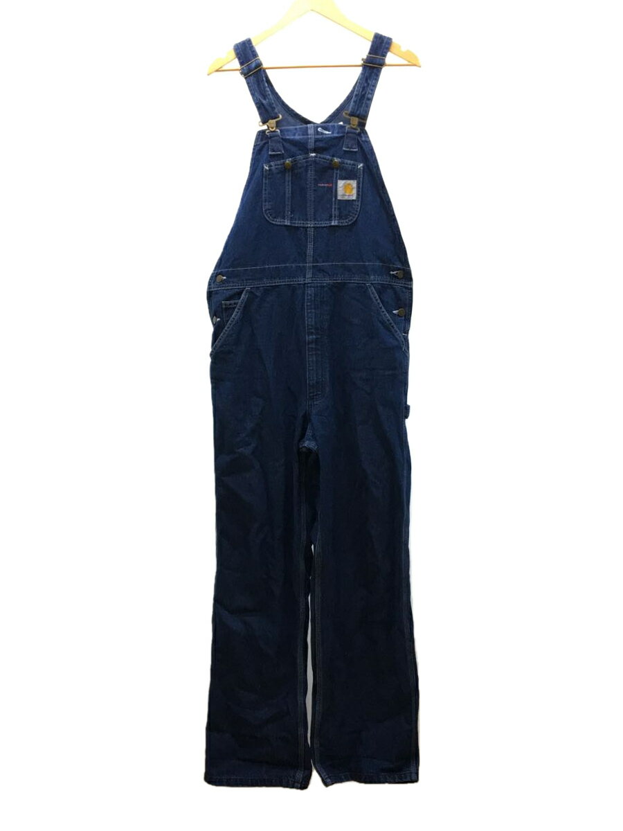 【中古】Carhartt◆オーバーオール/34/デニム/WASHED DENIM BIB OVERALL/R07-DST/フロント汚れ有【メンズウェア】