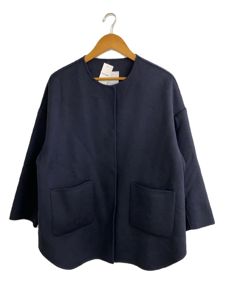 【中古】URBAN RESEARCH DOORS◆ウールノーカラーミドルコート/M/ウール/NVY/無地/DR37-27T105【レディースウェア】