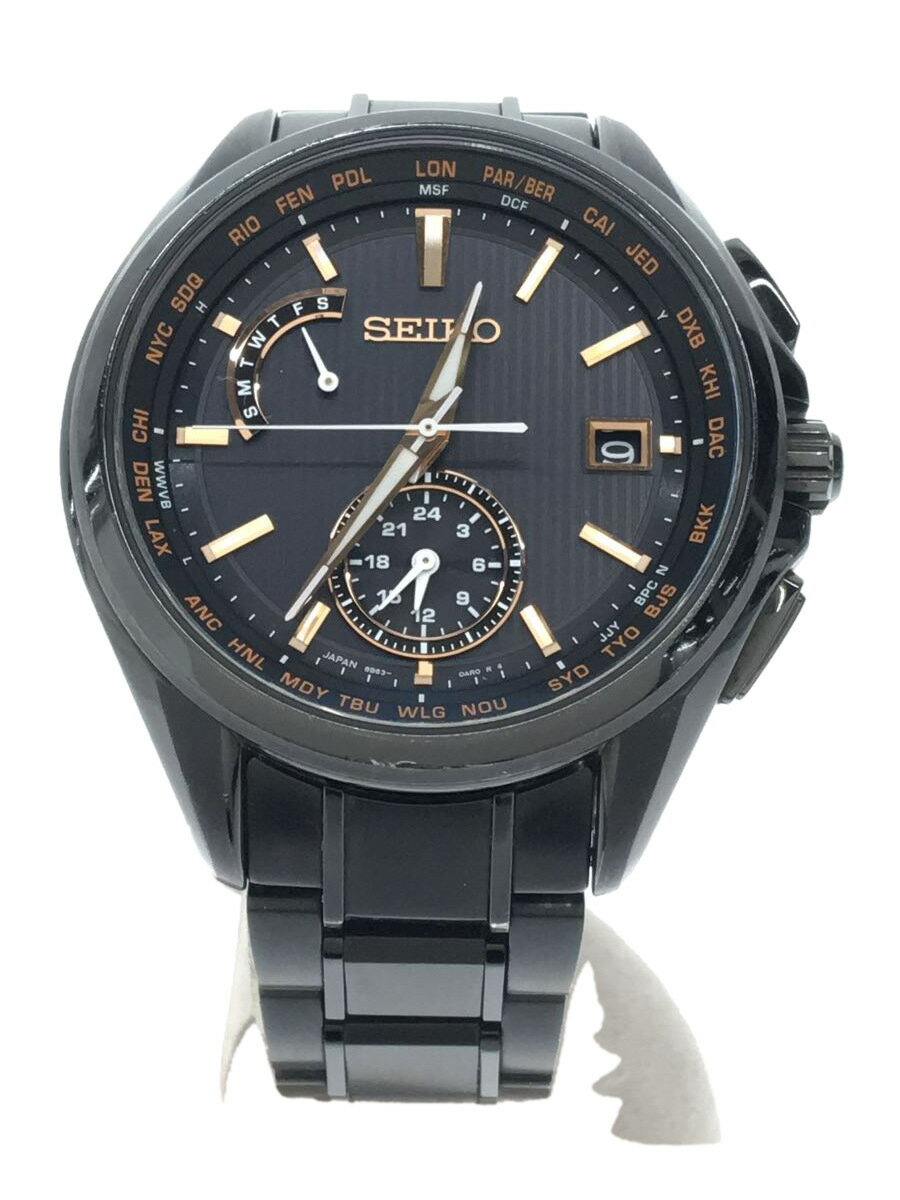 【中古】SEIKO◆BRIGHTZ/ソーラー腕時計/アナログ/ステンレス/BLK/BLK【服飾雑貨他】