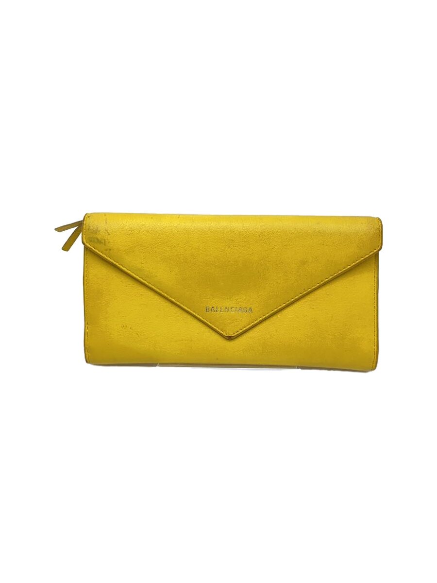 【中古】BALENCIAGA◆長財布/レザー/YLW/メンズ【服飾雑貨他】