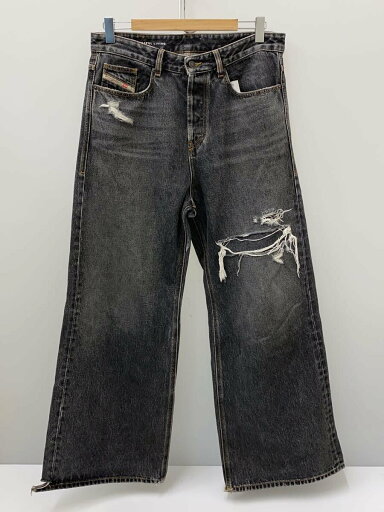 【中古】DIESEL◆Relaxed Jeans D-Riseダメージ加工ワイドブラックデニムパンツ/007f6【メンズウェア】 【中古】DIESEL◆Relaxed Jeans D-Riseダメージ加工ワイドブラックデニムパンツ/007f6【メンズウェア】