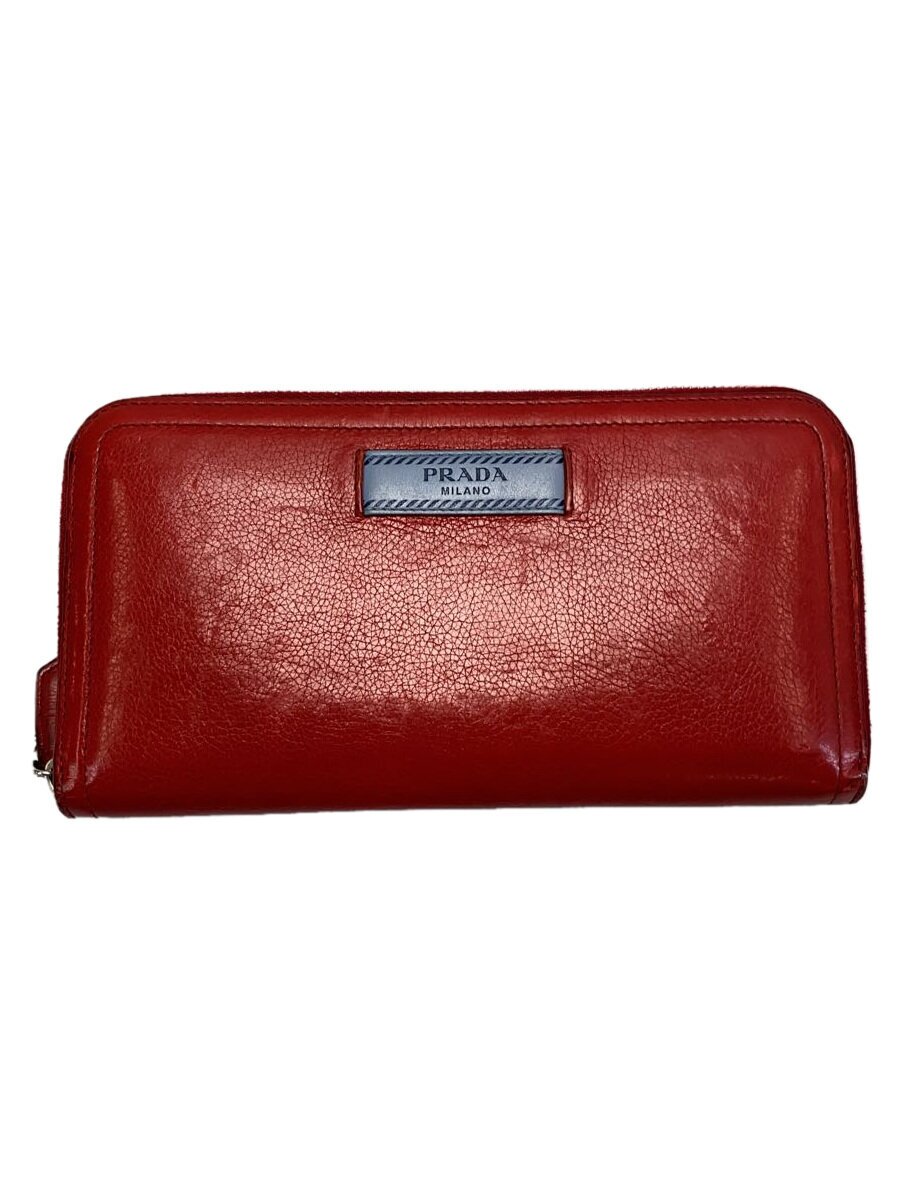 【中古】PRADA◆長財布/レザー/RED/レディース/1ML506/角スレ・小銭入れ汚れ有【服飾雑貨他】