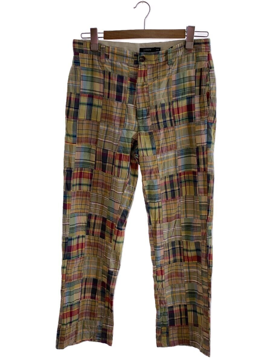 【中古】J.CREW◆ボトム/30/コットン/マルチカラー/チェック【メンズウェア】