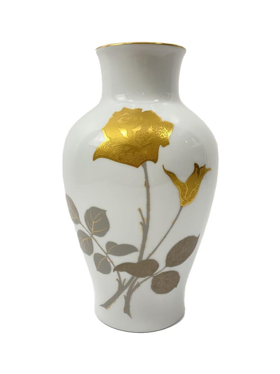 【中古】大倉陶園◆壷・花瓶/WHT/オオクラトウエン/金蝕バラ【インテリア小物・日用雑貨】