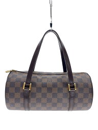 【中古】LOUIS VUITTON◆パピヨン26_ダミエ・エベヌ_BRW/PVC/BRW/総柄/内側汚れ有/擦れ有【バッグ】