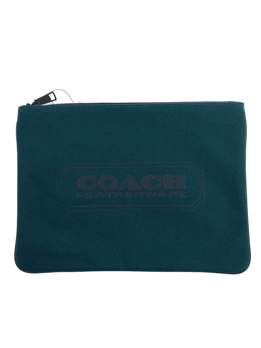 【中古】COACH◆クラッチバッグ/キャンバス/GRN/無地/C7848G【バッグ】