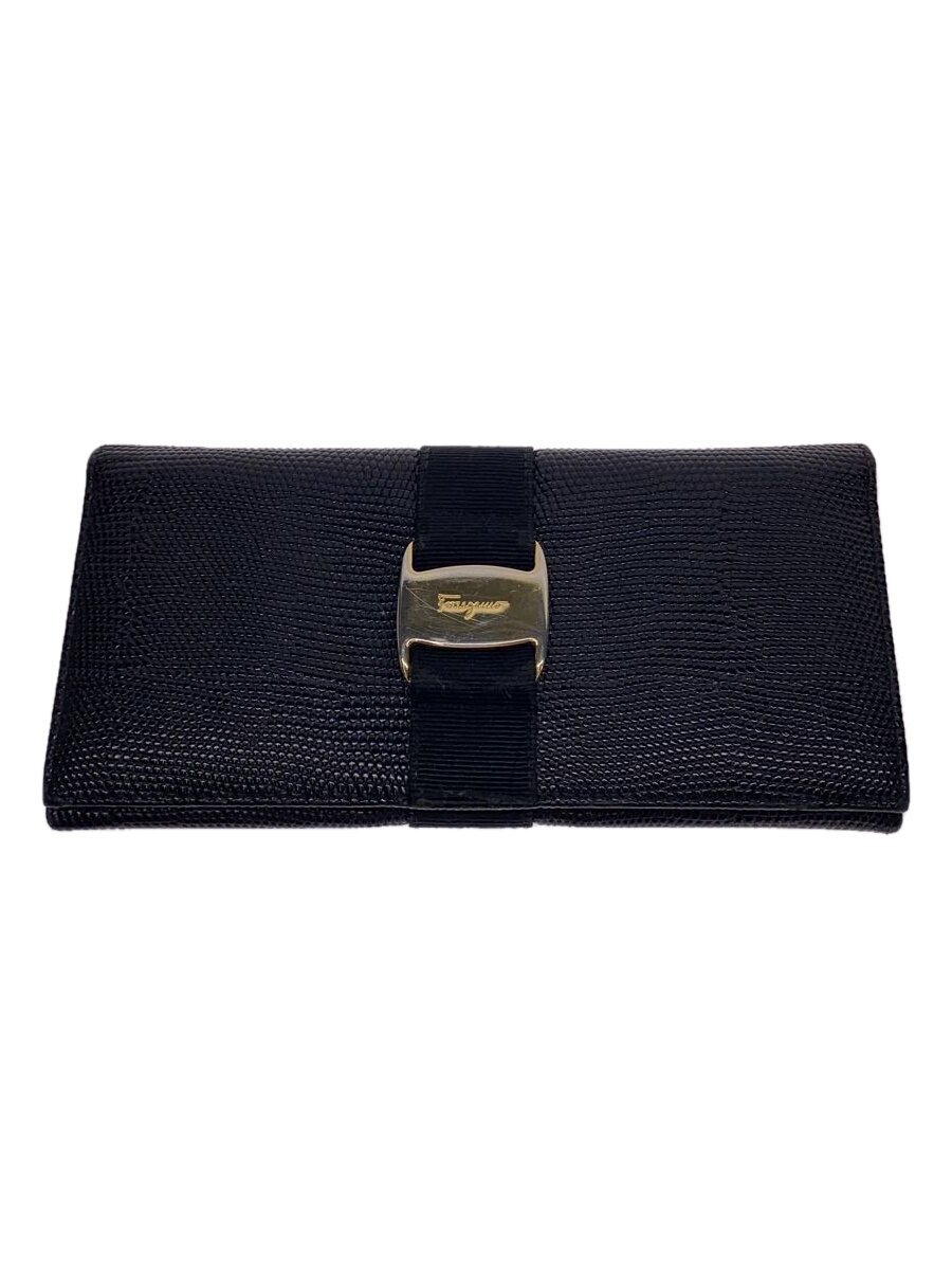【中古】Salvatore Ferragamo◆長財布/BLK/無地/メンズ/IR-223059【服飾雑貨他】