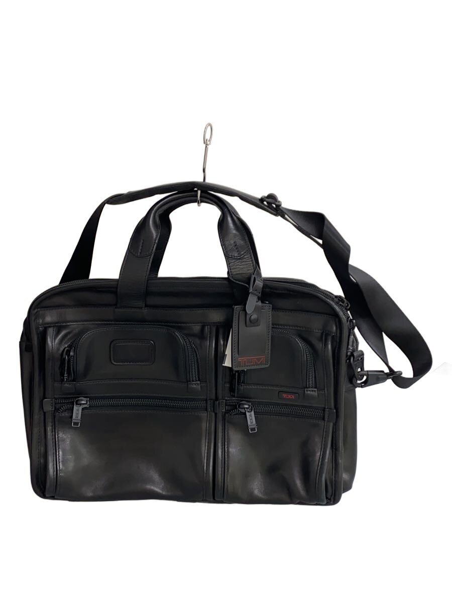 TUMI - 【中古】TUMI◆ブリーフケース/レザー/BLK/無地【バッグ】