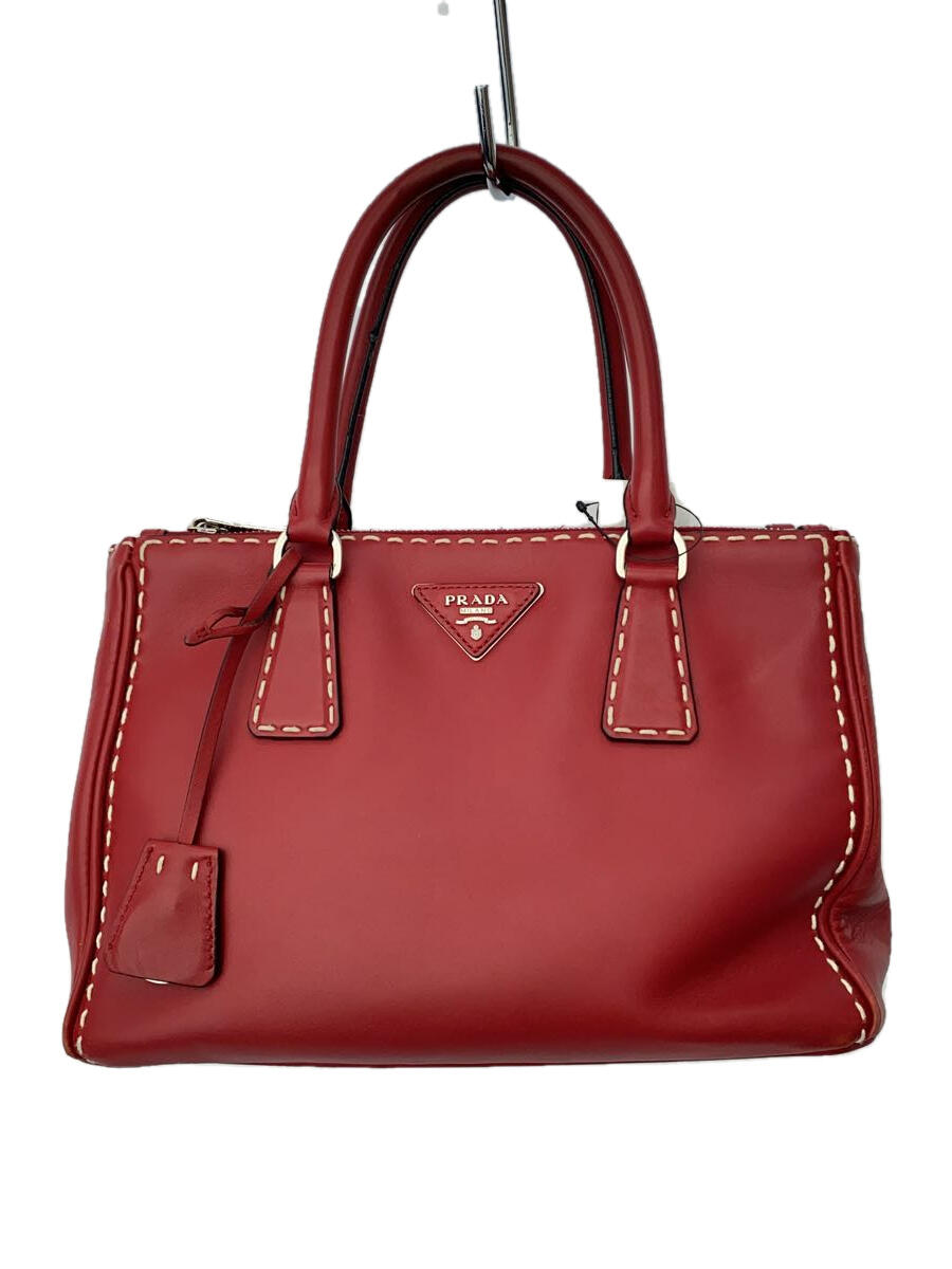 【中古】PRADA◆トートバッグ/レザー/RED【バッグ】