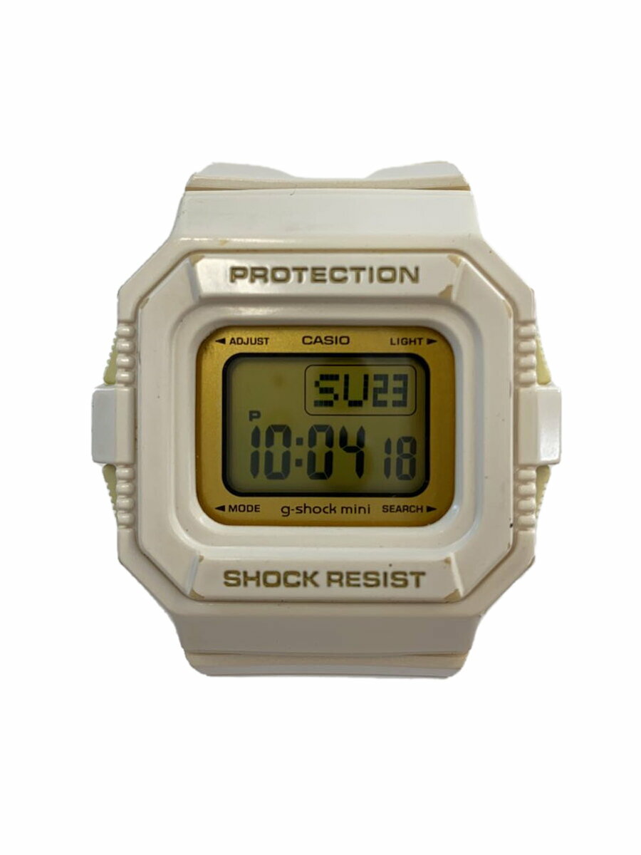 【中古】CASIO◆G-SHOCK mini/クォーツ腕時計/デジタル/ラバー/GLD/WHT/GMN-550【服飾雑貨他】