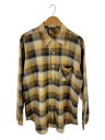 【中古】70a80s頃/オープンカラー/usa製/northway/長袖シャツ/XL/コットン/YLW/オンブレCK【メンズウェア】(4)